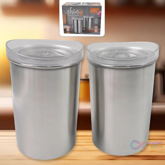Multipurpose Stainless Steel Airtight Containers with See Through Lid (2 Pc Set / 1000 ML) - infinityexculsivestore.com