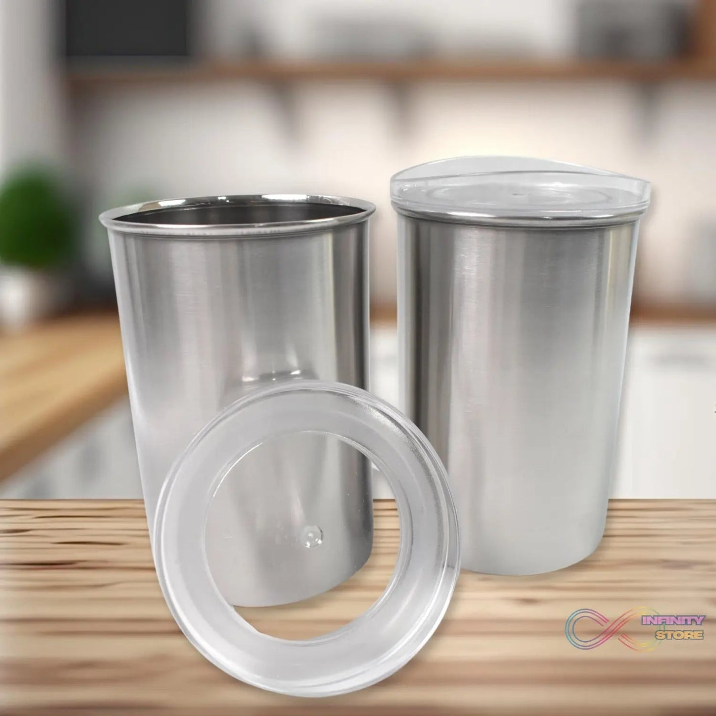Multipurpose Stainless Steel Airtight Containers with See Through Lid (2 Pc Set / 1000 ML) - infinityexculsivestore.com
