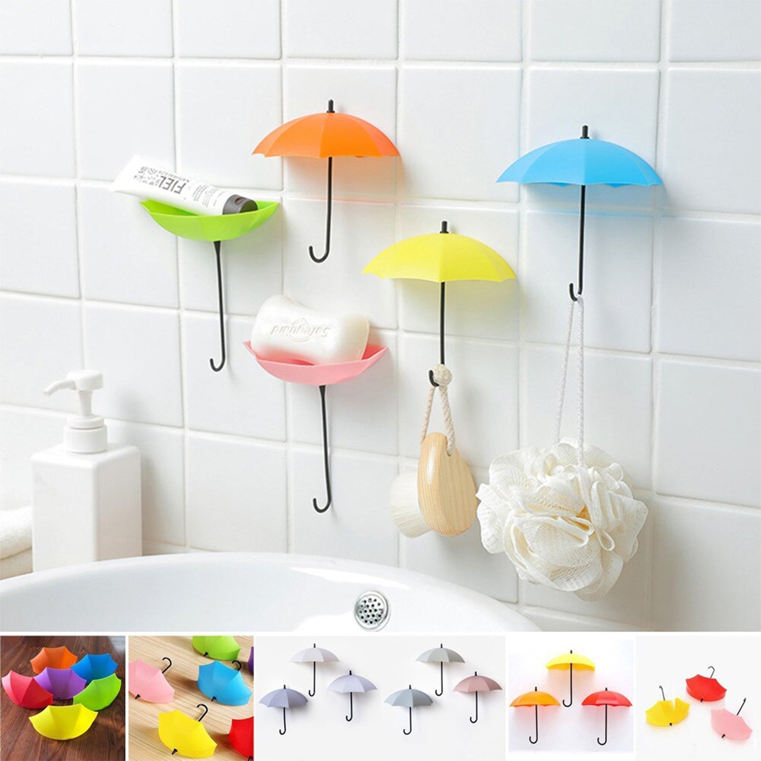 Multipurpose Umbrella Key Hat Holder Wall Hanging Hook Multicolor - infinityexculsivestore.com