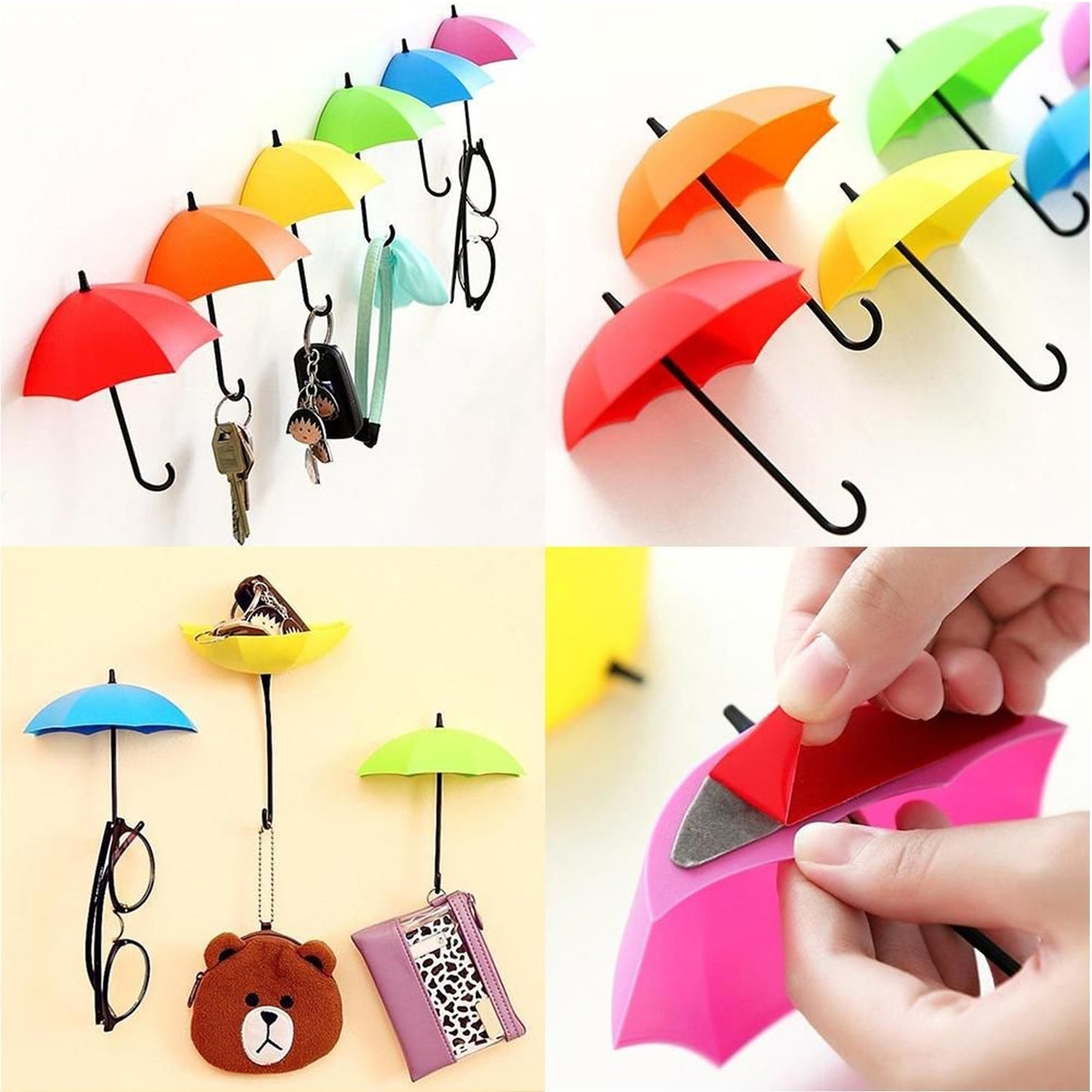 Multipurpose Umbrella Key Hat Holder Wall Hanging Hook Multicolor - infinityexculsivestore.com