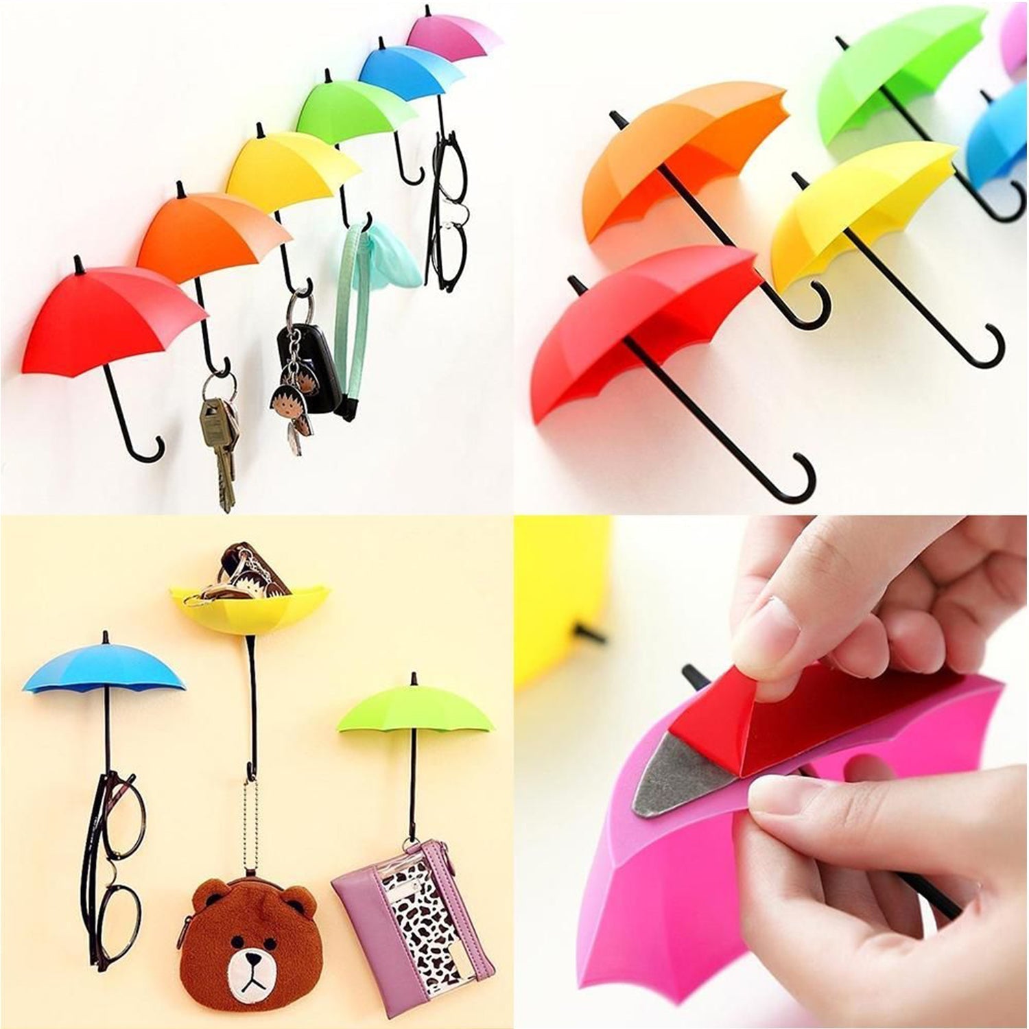 Multipurpose Umbrella Key Hat Holder Wall Hanging Hook Multicolor - infinityexculsivestore.com