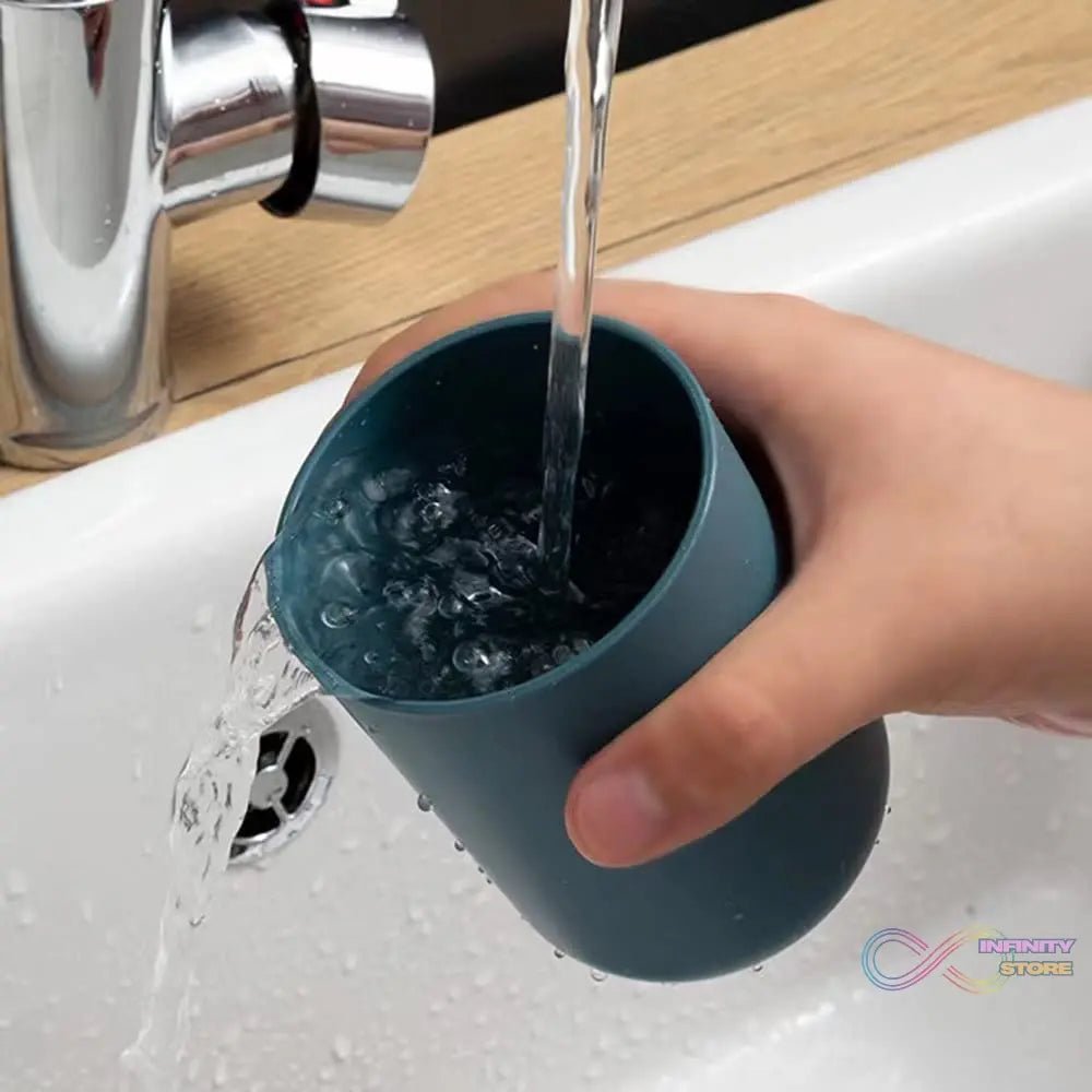 Multipurpose Wall Mount Toothbrush Holder Plastic Stand With 2 Cup (1 Set) - infinityexculsivestore.com