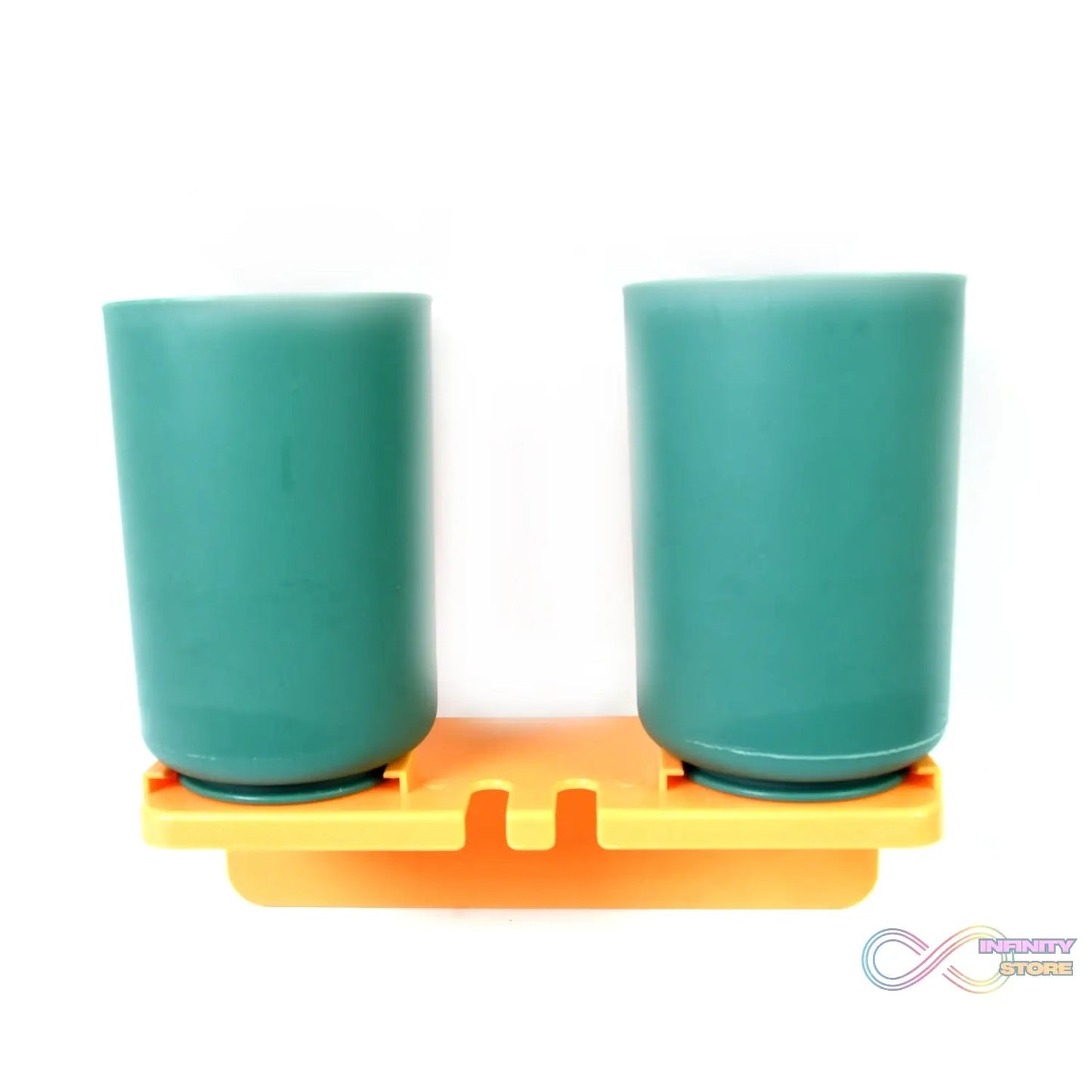 Multipurpose Wall Mount Toothbrush Holder Plastic Stand With 2 Cup (1 Set) - infinityexculsivestore.com