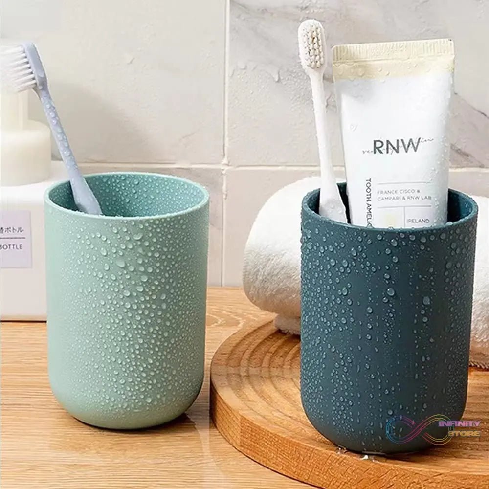 Multipurpose Wall Mount Toothbrush Holder Plastic Stand With 2 Cup (1 Set) - infinityexculsivestore.com