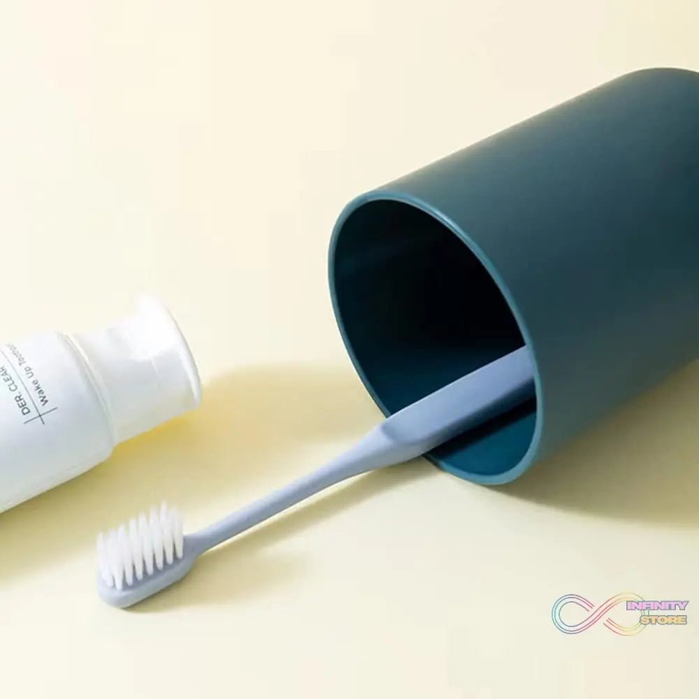 Multipurpose Wall Mount Toothbrush Holder Plastic Stand With 2 Cup (1 Set) - infinityexculsivestore.com