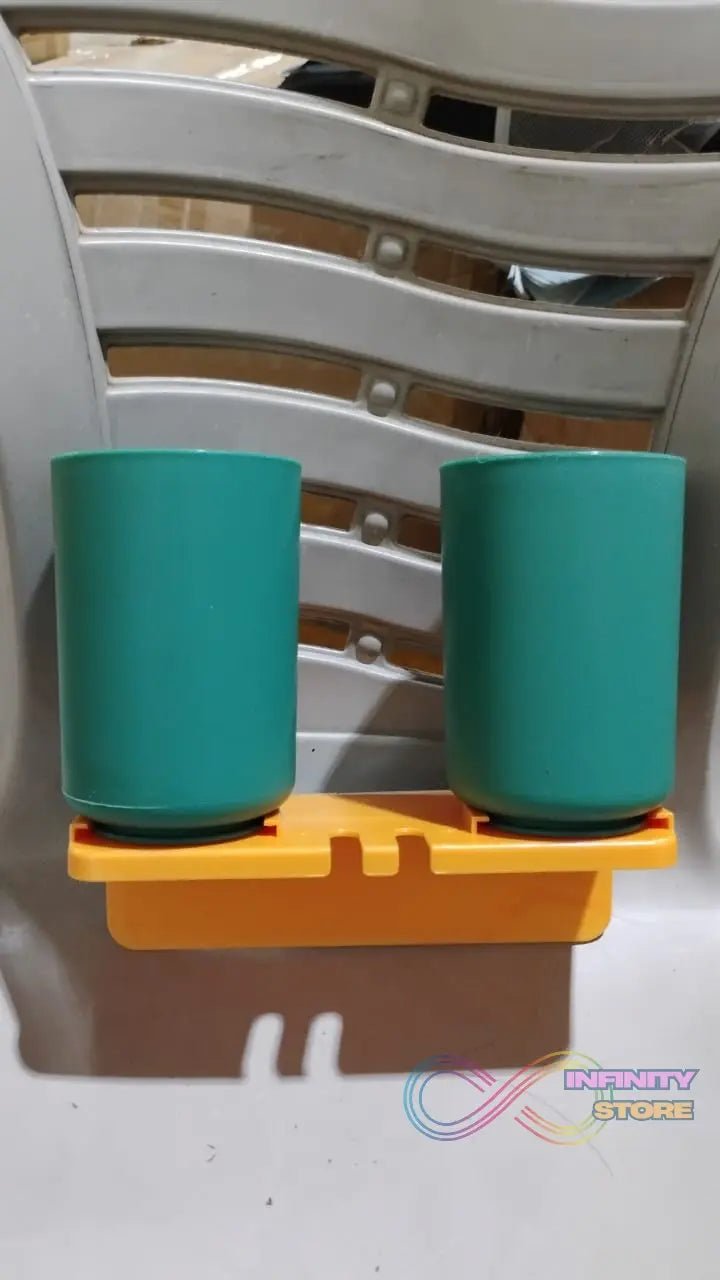 Multipurpose Wall Mount Toothbrush Holder Plastic Stand With 2 Cup (1 Set) - infinityexculsivestore.com