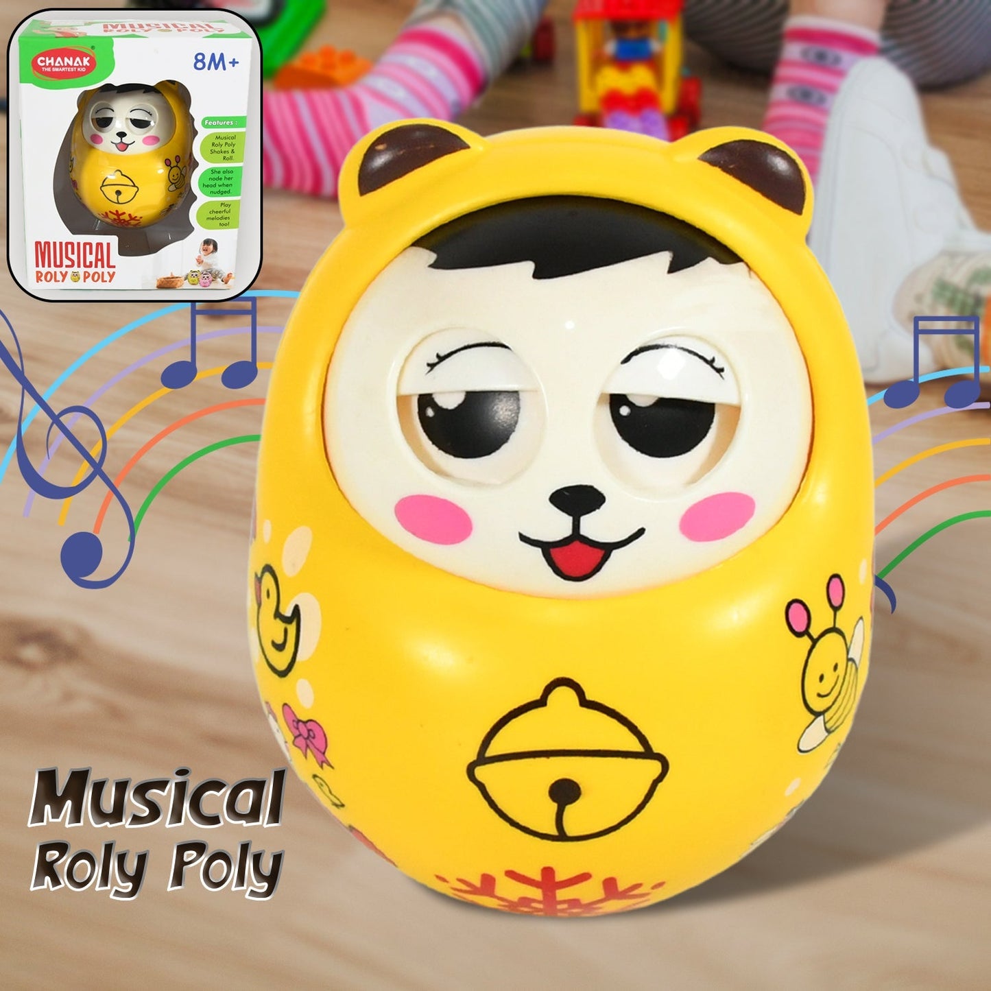 Musical Roly Poly Toys for Baby | Push and Shake Wobbling Toy with Music | Tumbler Doll Toy for Babies | Sound Balancing Doll Toys for Baby Boys, Girls 8+ Months Multicolor (1 Pc) - infinityexculsivestore.com