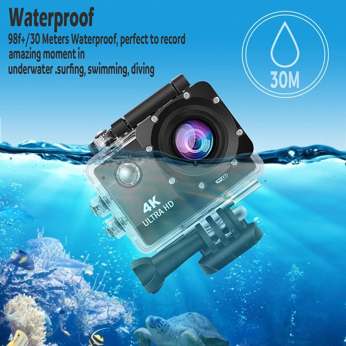 NEW 4K Water Resistant 1080P HD Sports Wi Fi Action Camera (16MP) with Rem Sports and Action Camera (Multicolor, 12 MP) - infinityexculsivestore.com