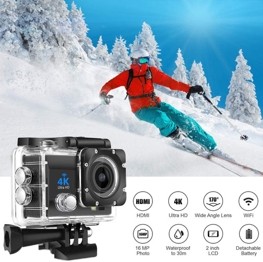 NEW 4K Water Resistant 1080P HD Sports Wi Fi Action Camera (16MP) with Rem Sports and Action Camera (Multicolor, 12 MP) - infinityexculsivestore.com