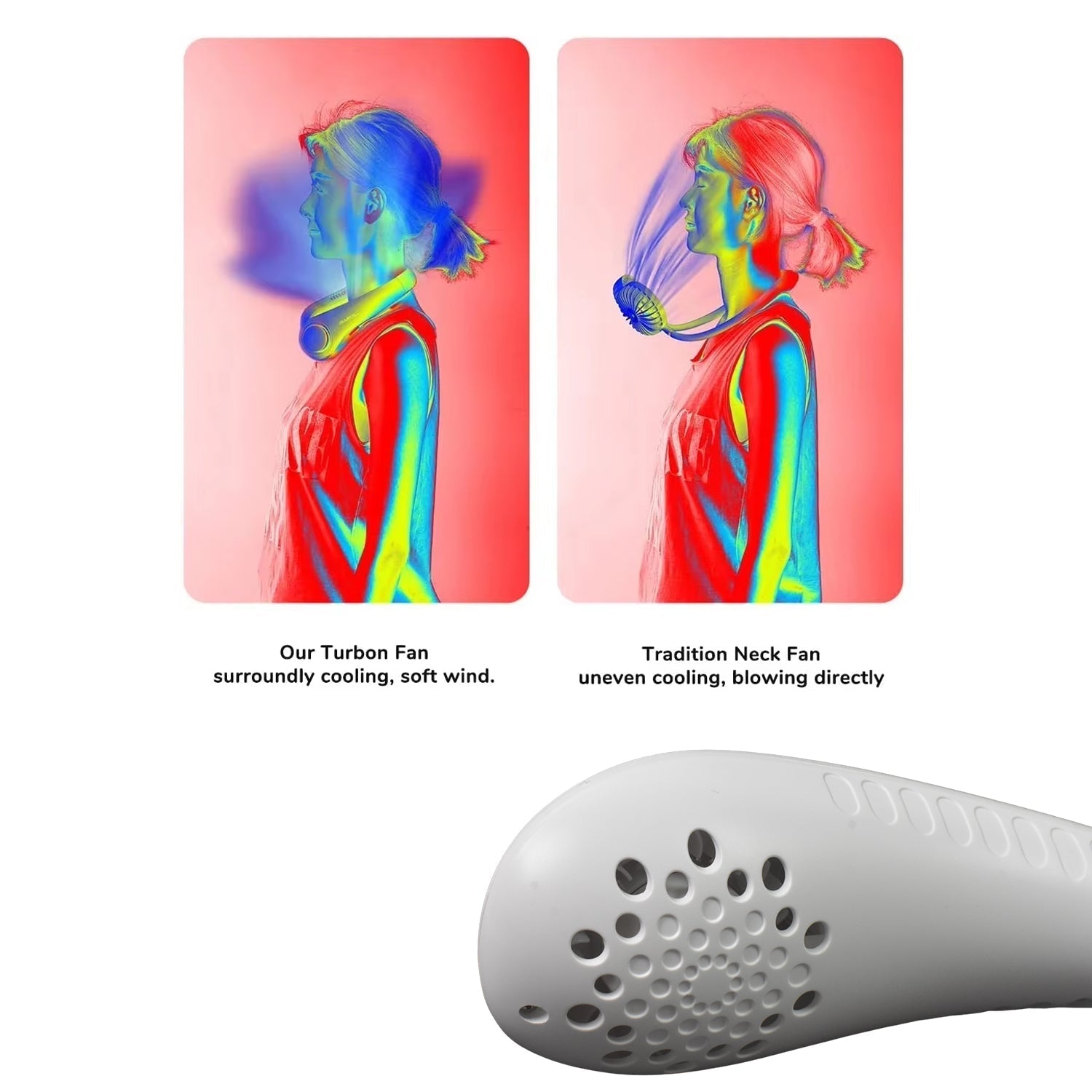 Neck Fan, Portable and Wearable Personal Fan, USB Rechargeable, Headphone Design, Neckband Fan with 3 Speeds, suitable for outdoor family sports travel - infinityexculsivestore.com