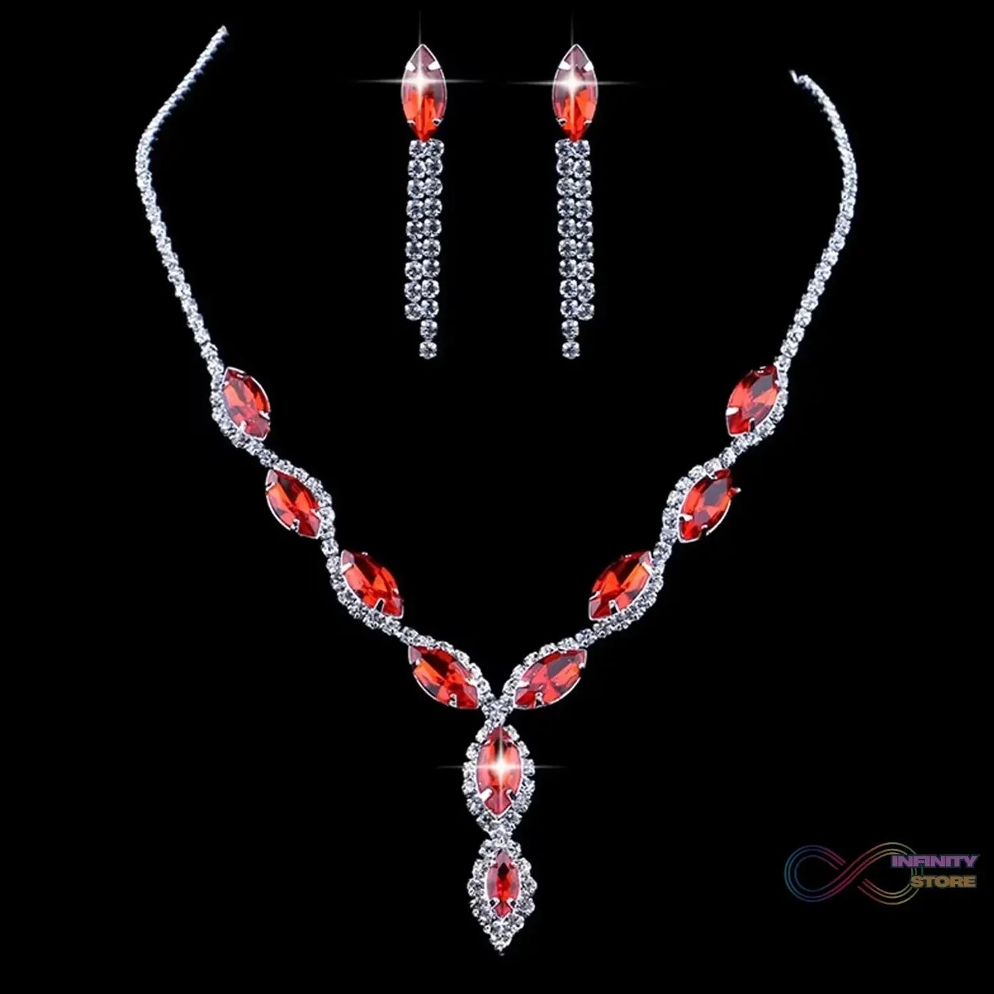 Necklace and Earrings Set Wedding Jewelry Set (1 Set / Mix Color) - infinityexculsivestore.com