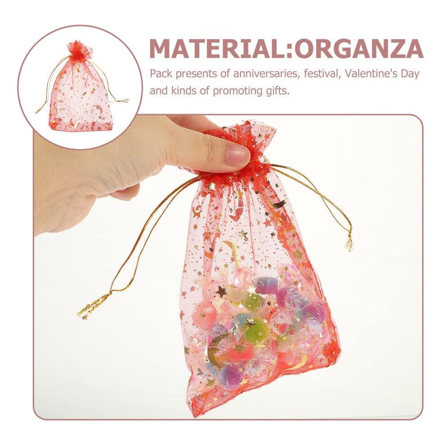 Net Fabric Drawstring Pouch for Dry Fruits Packing, Organza Shagun Potli Baba (Mix Size & Design) - infinityexculsivestore.com