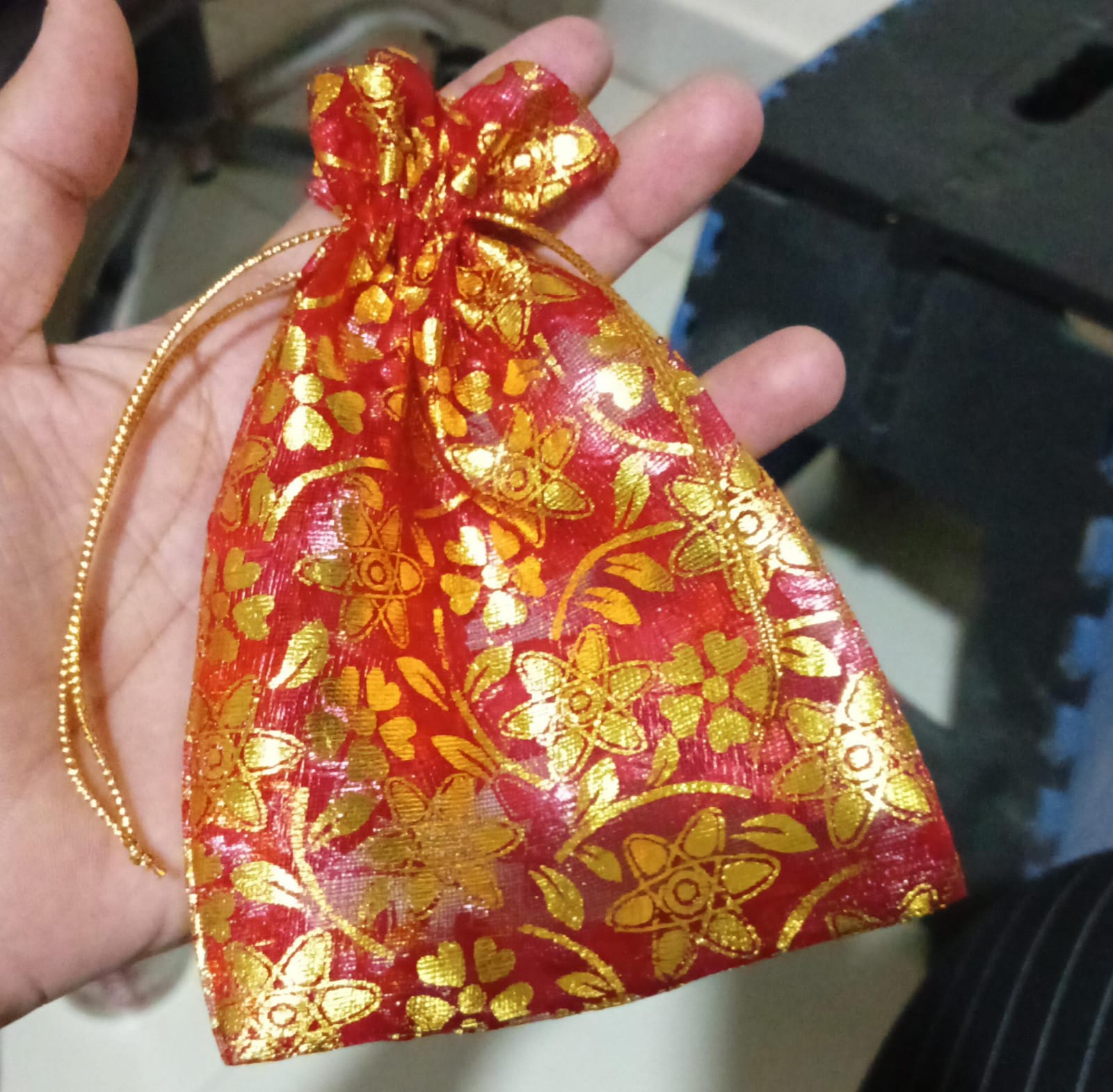 Net Fabric Drawstring Pouch for Dry Fruits Packing, Organza Shagun Potli Baba (Mix Size & Design) - infinityexculsivestore.com