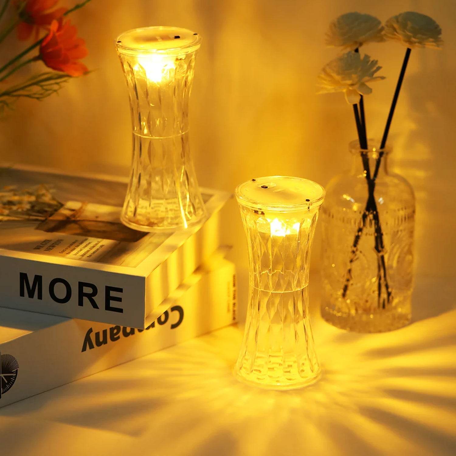 Crystal Lamp, Universal Night Light, Soft Lighting, Eye Protection for Nursery, Study, Bedroom Transparent Crystal Table Soft Lighting Multipurpose for Hotel for Office for Children's Room (12Pc MOQ) - infinityexculsivestore.com
