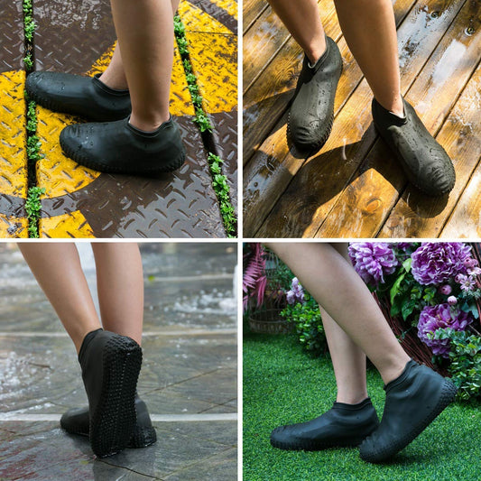 Non - Slip Silicone Rain Reusable Anti skid Waterproof Fordable Boot Shoe Cover ( Large ) - infinityexculsivestore.com