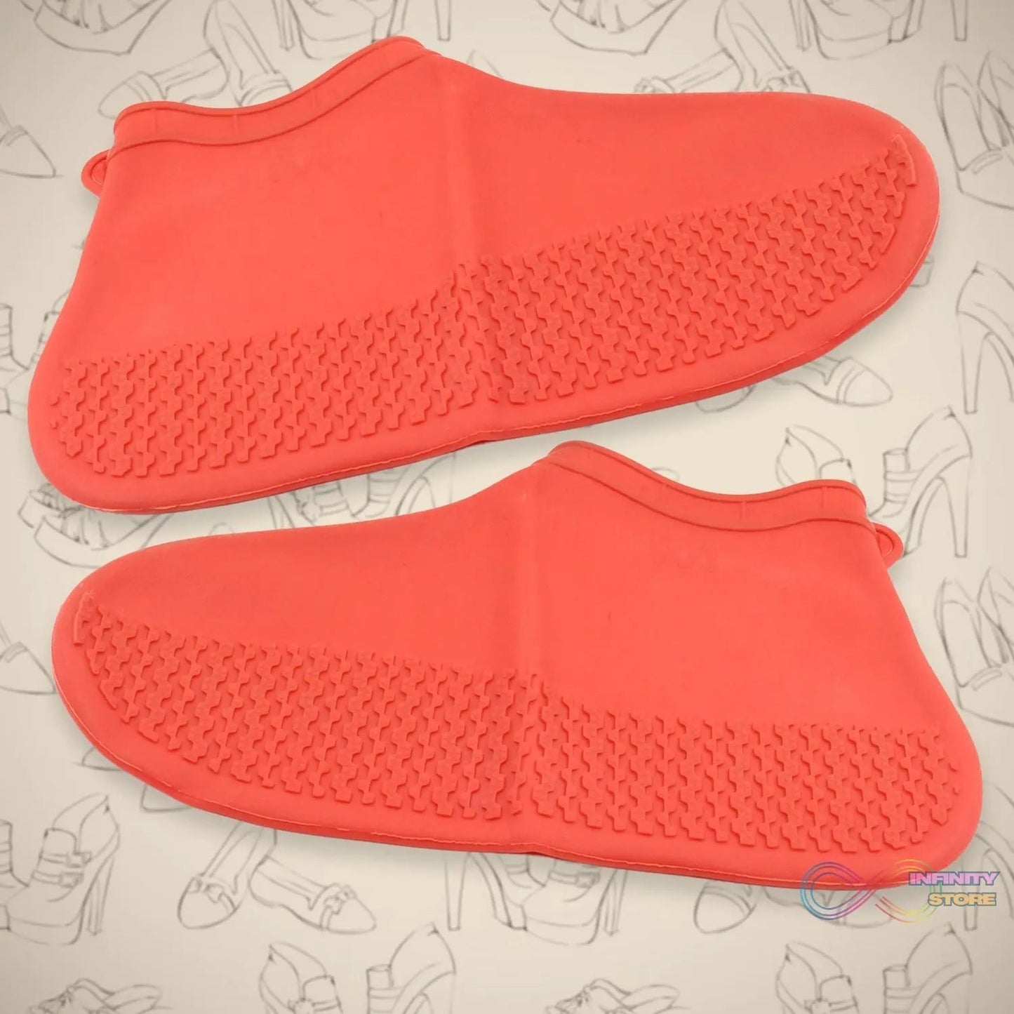 Non - Slip Silicone Rain Reusable Anti skid Waterproof Fordable Boot Shoe Cover (Medium Size / 1 Pair / Red) - infinityexculsivestore.com