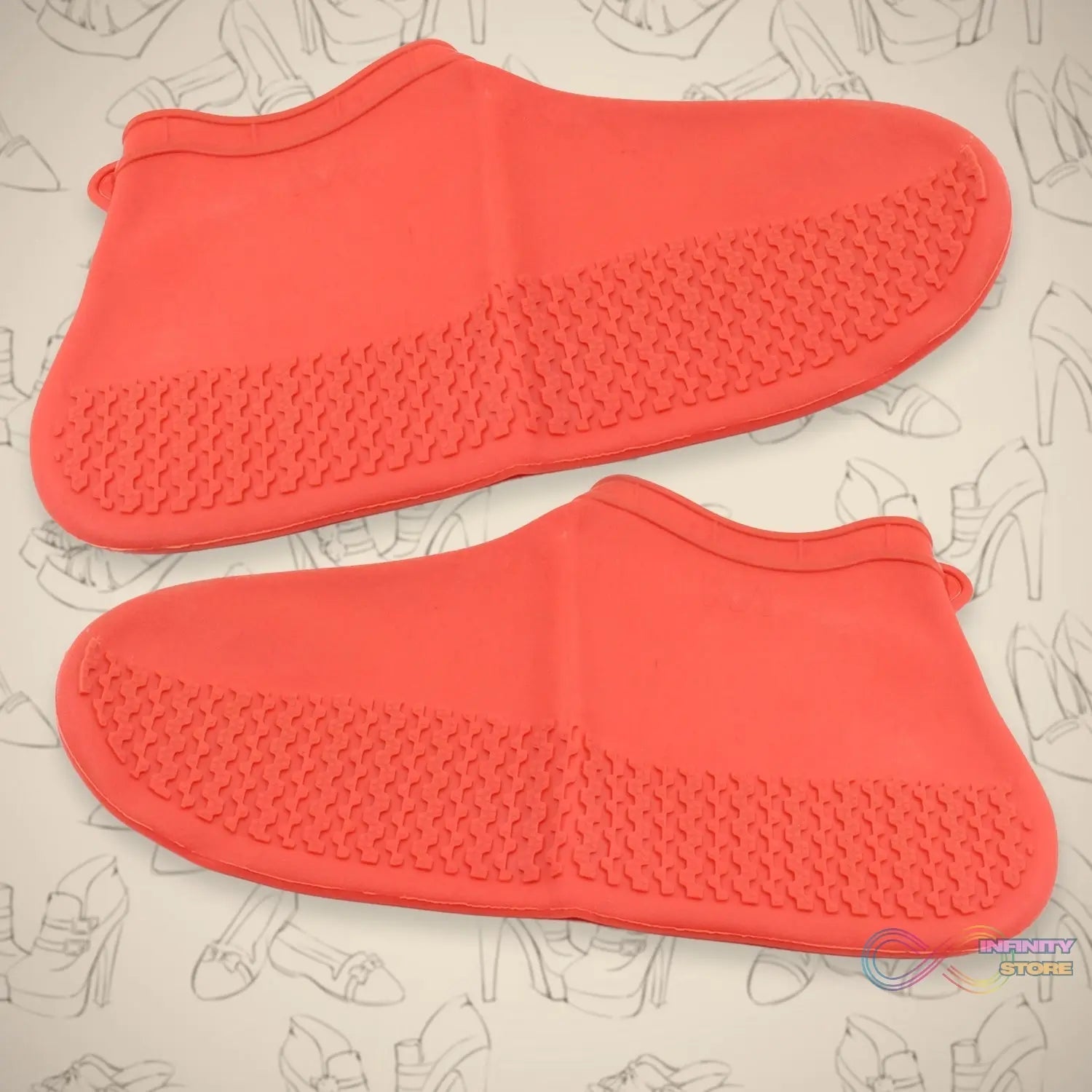 Non - Slip Silicone Rain Reusable Anti skid Waterproof Fordable Boot Shoe Cover (Medium Size / 1 Pair / Red) - infinityexculsivestore.com