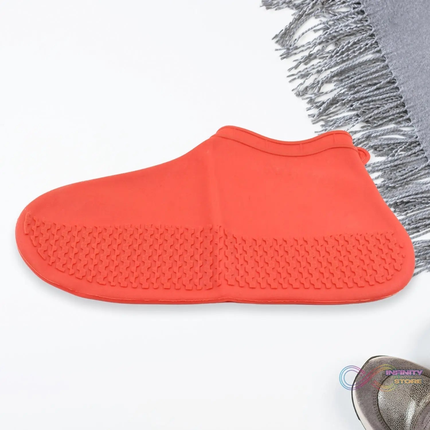 Non - Slip Silicone Rain Reusable Anti skid Waterproof Fordable Boot Shoe Cover (Medium Size / 1 Pair / Red) - infinityexculsivestore.com
