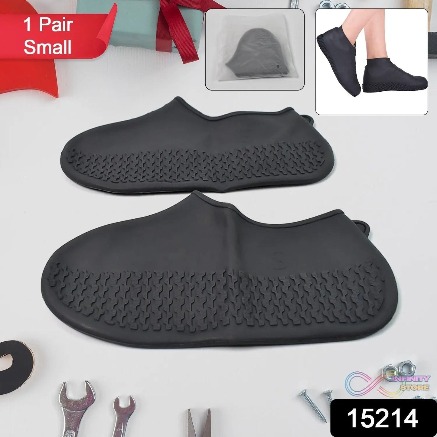 Non - Slip Silicone Reusable Waterproof Rain Shoes Covers (1 Pair / Small / Mix Color) - infinityexculsivestore.com