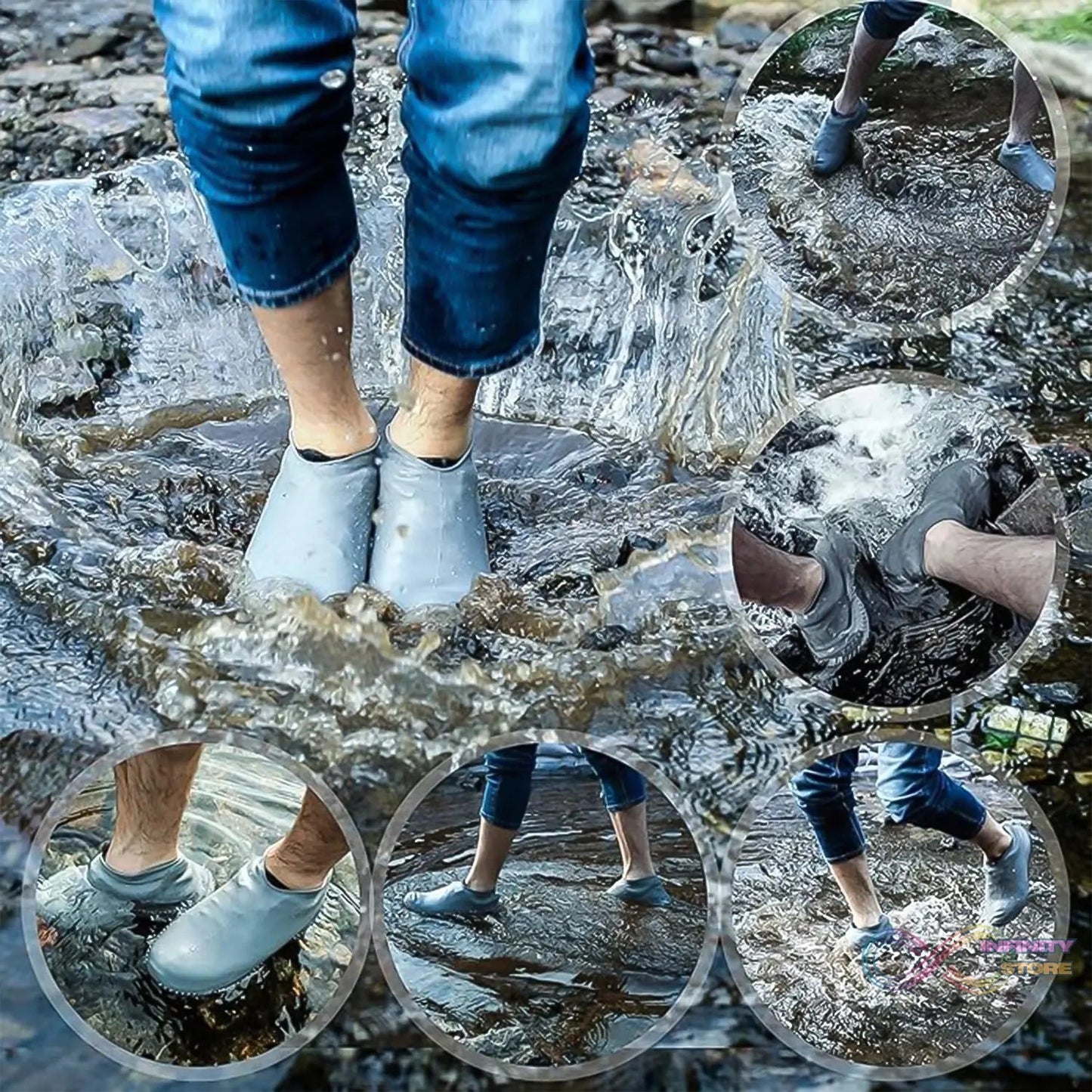 Non - Slip Silicone Reusable Waterproof Rain Shoes Covers (1 Pair / Small / Mix Color) - infinityexculsivestore.com