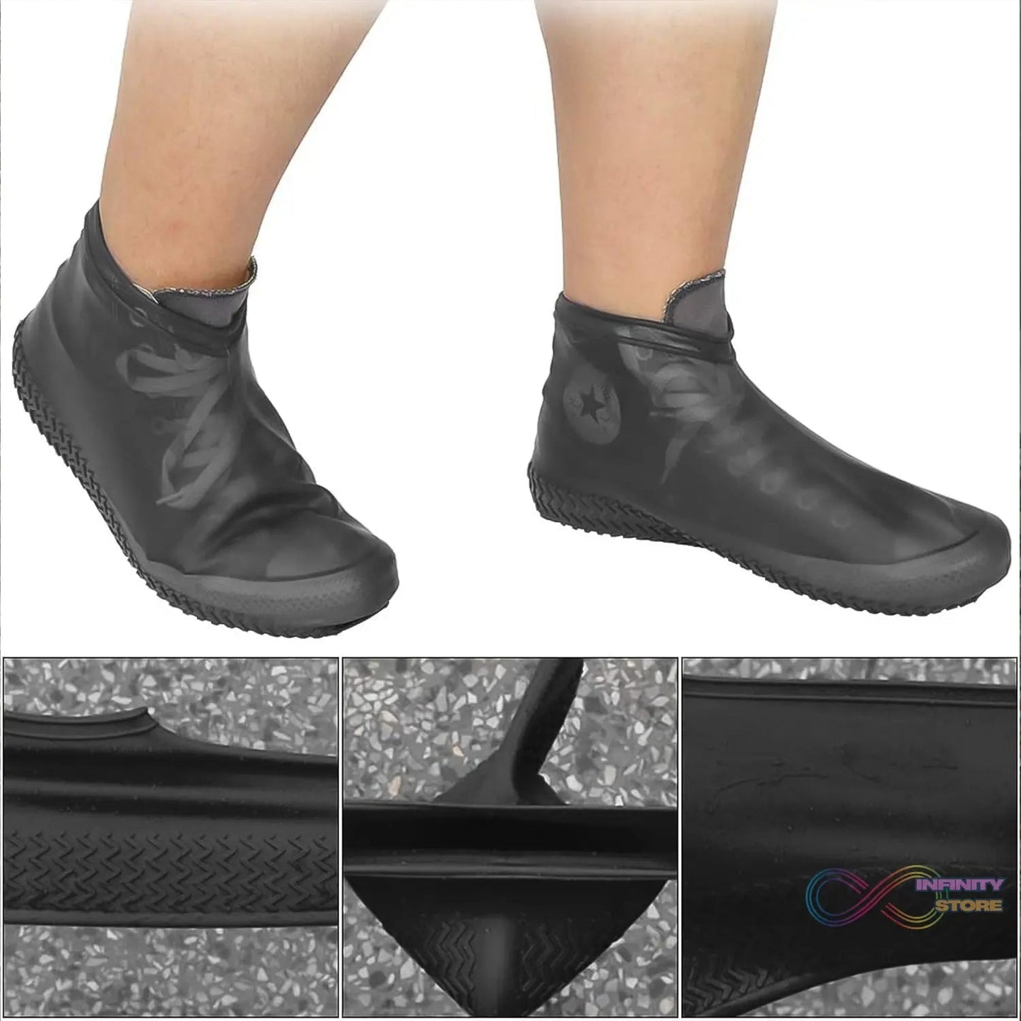 Non - Slip Silicone Reusable Waterproof Rain Shoes Covers (1 Pair / Small / Mix Color) - infinityexculsivestore.com