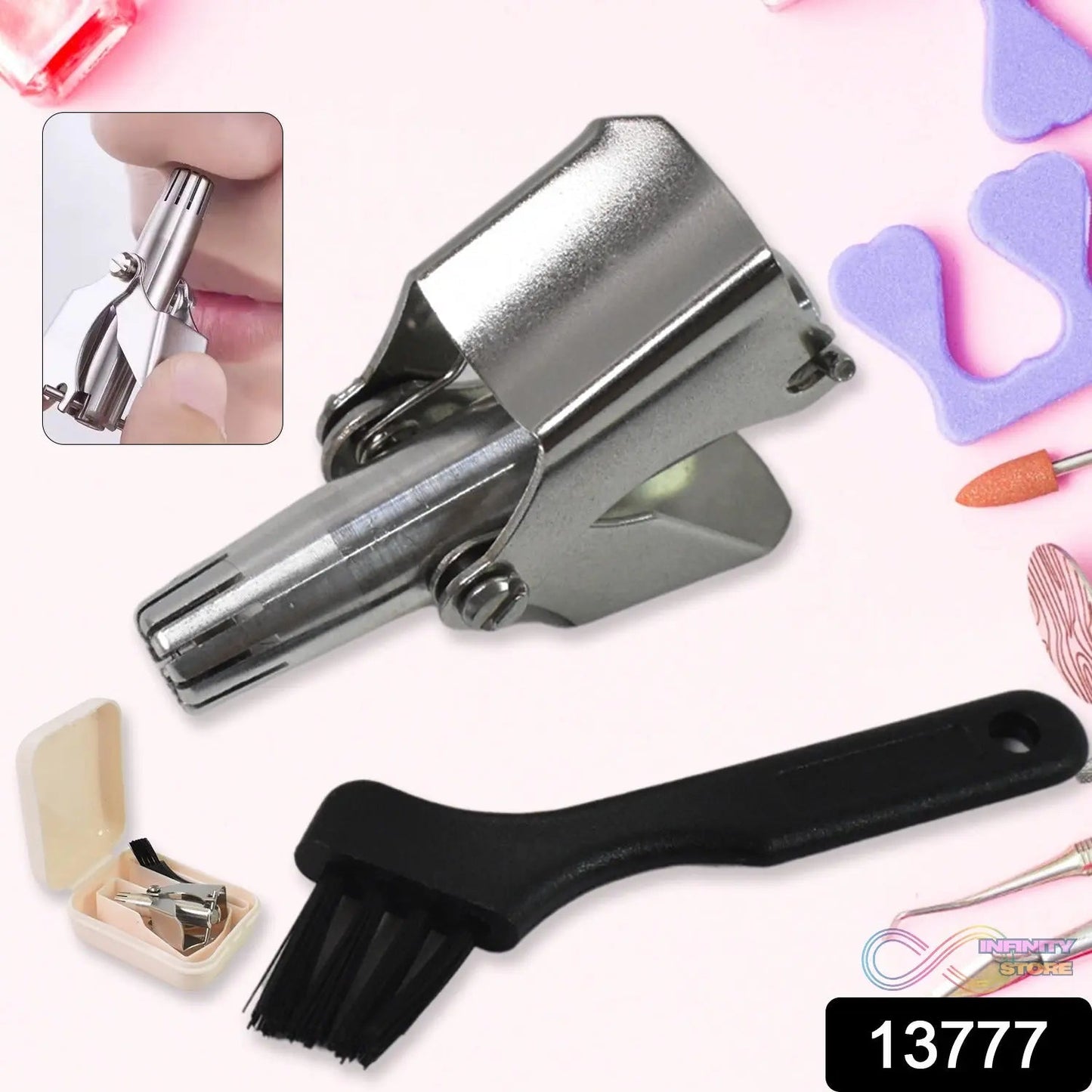 Nose Hair Clipper, Stainless Steel Hair Remover (1 Pc / With Brush & Plastic Case) - infinityexculsivestore.com