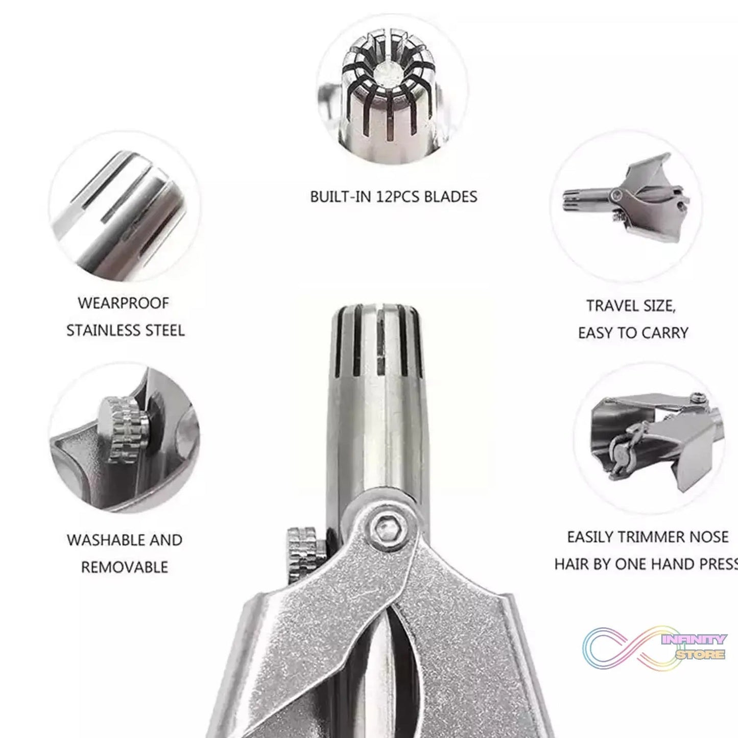 Nose Hair Clipper, Stainless Steel Hair Remover (1 Pc / With Brush & Plastic Case) - infinityexculsivestore.com