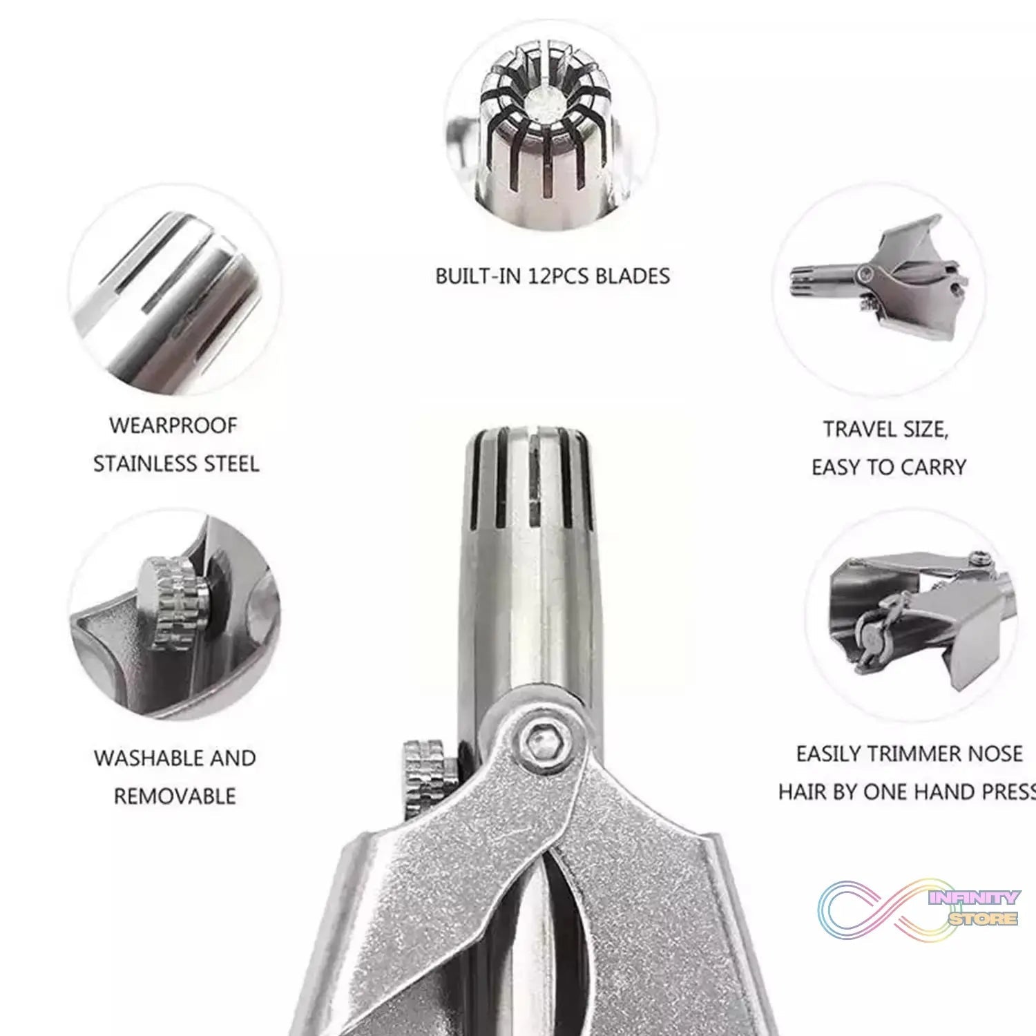 Nose Hair Clipper, Stainless Steel Hair Remover (1 Pc / With Brush & Plastic Case) - infinityexculsivestore.com