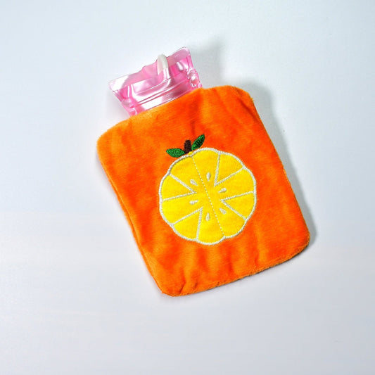 Orange small Hot Water Bag with Cover for Pain Relief, Neck, Shoulder Pain and Hand, Feet Warmer, Menstrual Cramps. - infinityexculsivestore.com
