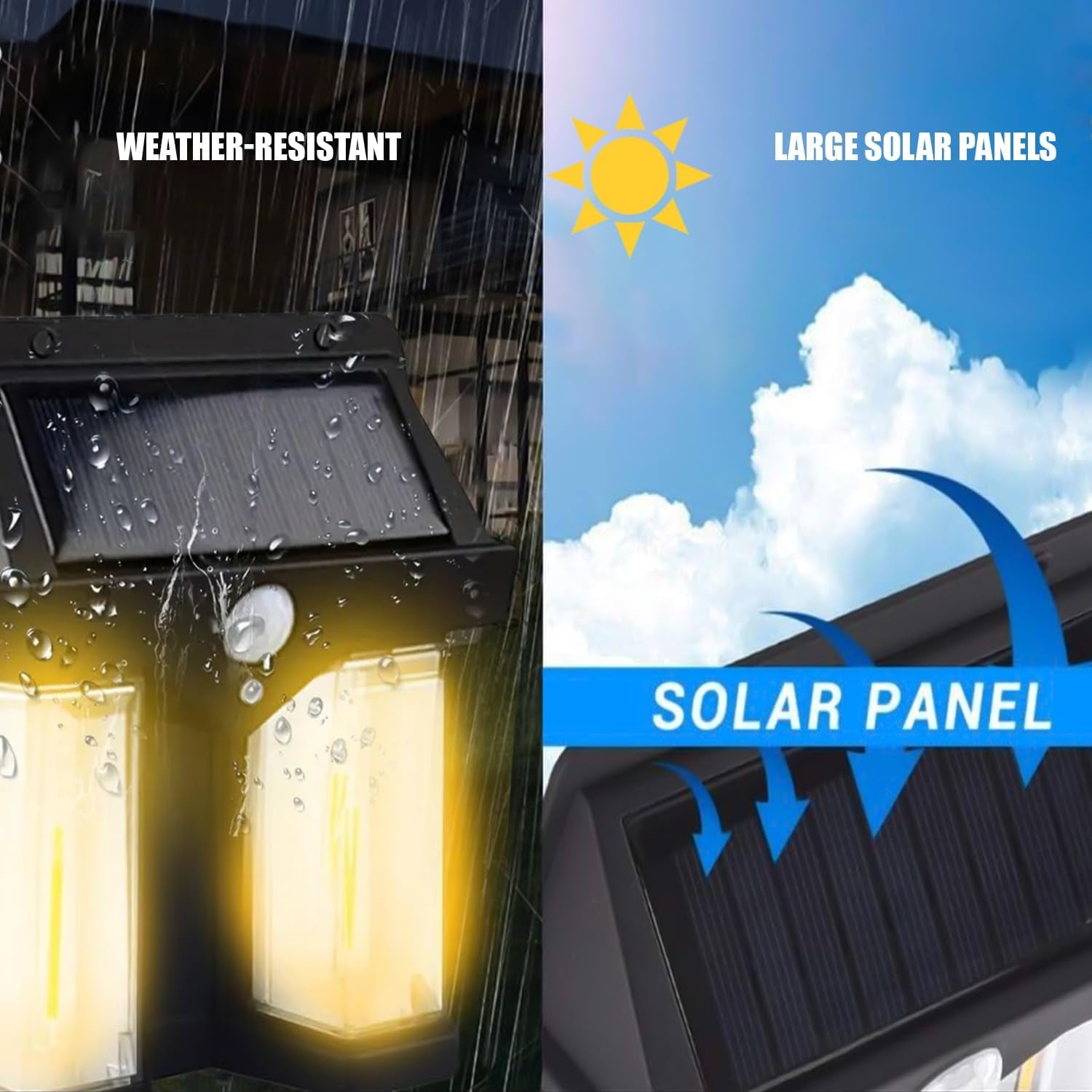 Outdoor Solar Wall Lamp Outdoor Waterproof High Quality Lamp Induction Garden Lamp Garden Villa Night Lamp Double Lamp Light (1 Pc) - infinityexculsivestore.com