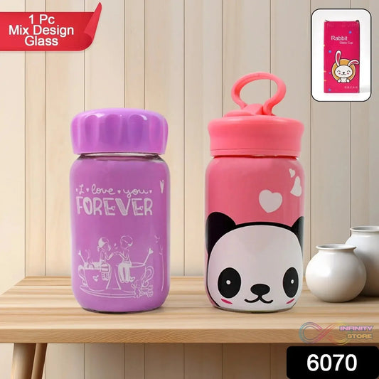 Outdoor Sport Glass Water Bottle (340 ML / 1 Pc / Mix Design) - infinityexculsivestore.com