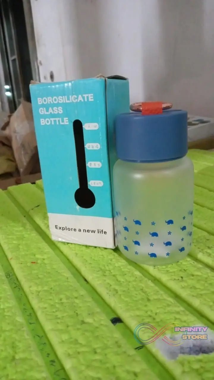 Outdoor Sport Glass water bottle (300 ML Approx / Mix Color / Design) - infinityexculsivestore.com