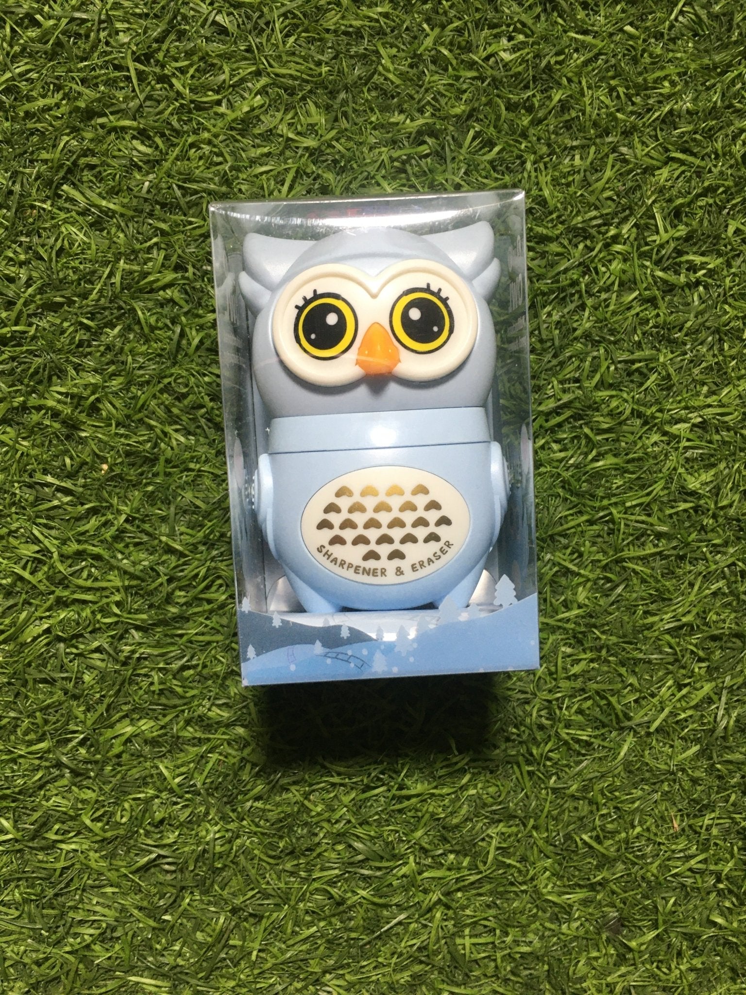 Owl Theme Pencil Sharpner and Eraser 2 in 1 Combo For Kids (Blue) - infinityexculsivestore.com