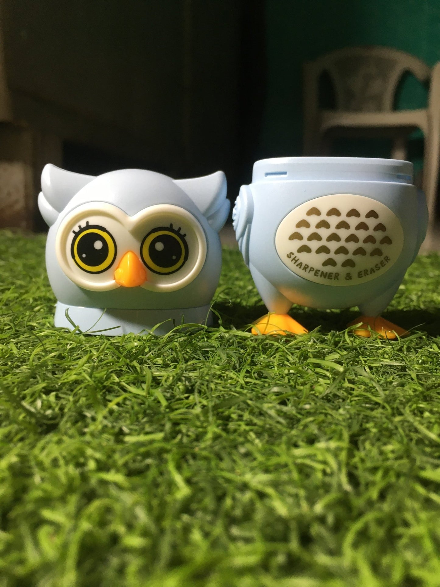 Owl Theme Pencil Sharpner and Eraser 2 in 1 Combo For Kids (Blue) - infinityexculsivestore.com