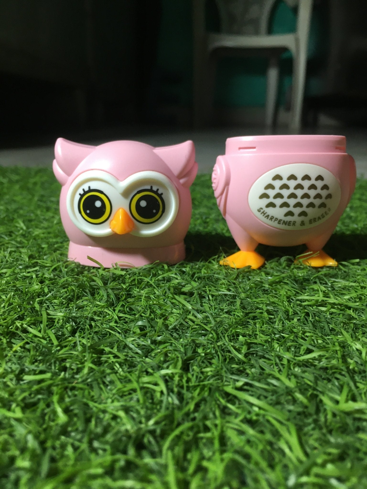 Owl Theme Pencil Sharpner and Eraser 2 in 1 Combo For Kids (Pink) - infinityexculsivestore.com