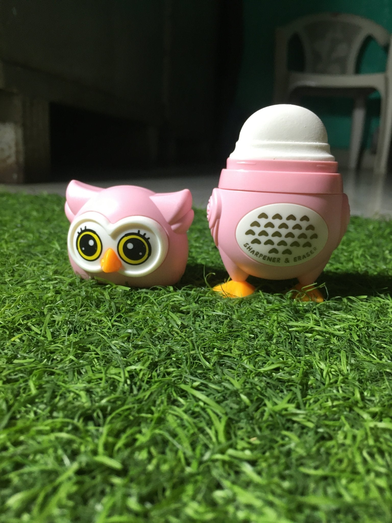 Owl Theme Pencil Sharpner and Eraser 2 in 1 Combo For Kids (Pink) - infinityexculsivestore.com
