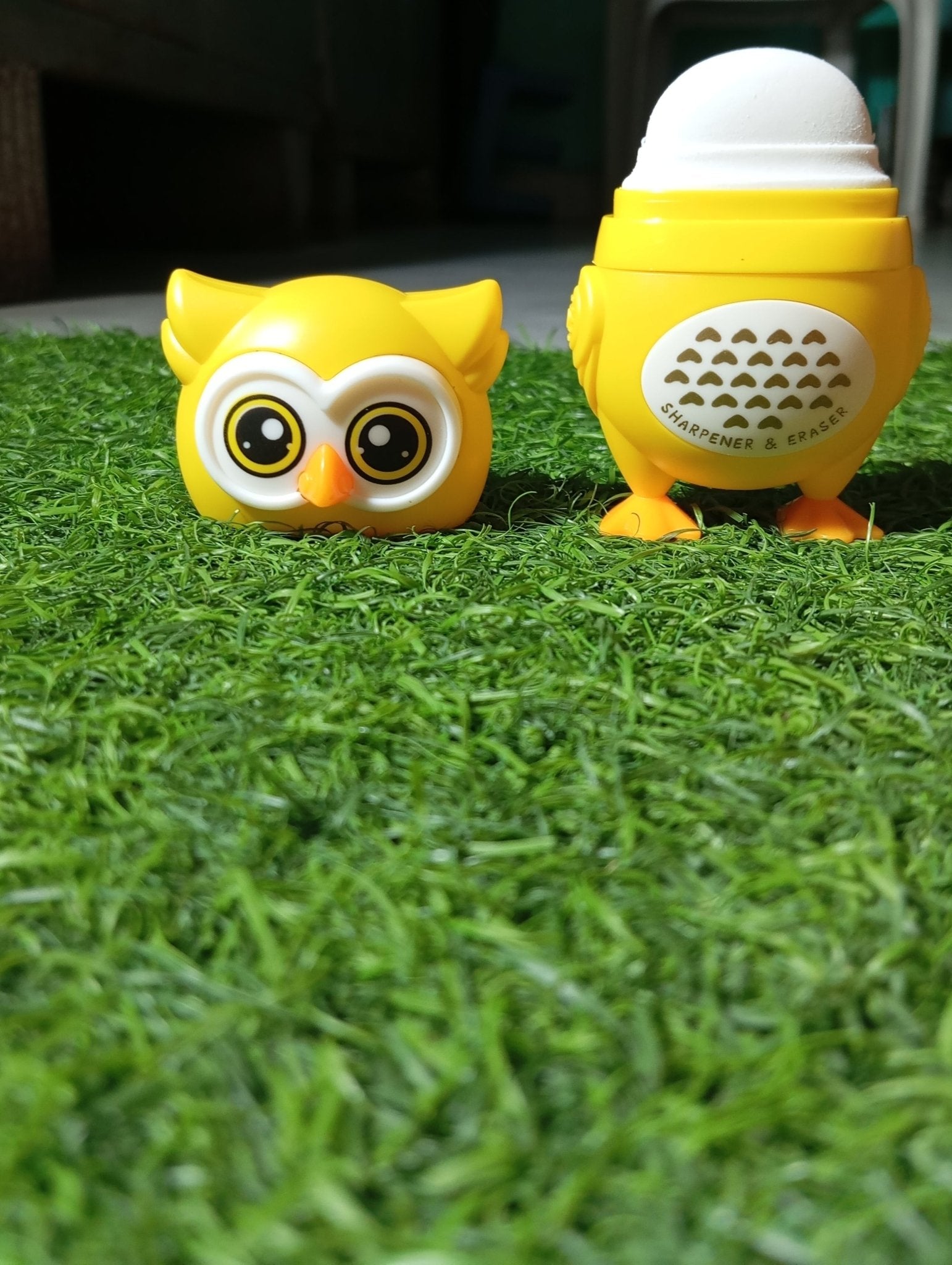 Owl Theme Pencil Sharpner and Eraser 2 in 1 Combo For Kids (Yellow) - infinityexculsivestore.com