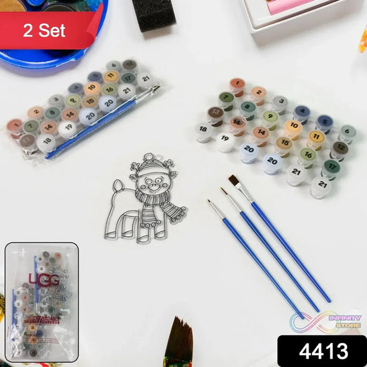 Paint by Number Kits 2 Set 21 Number Color, 6 paint brushes (2 Set) - infinityexculsivestore.com