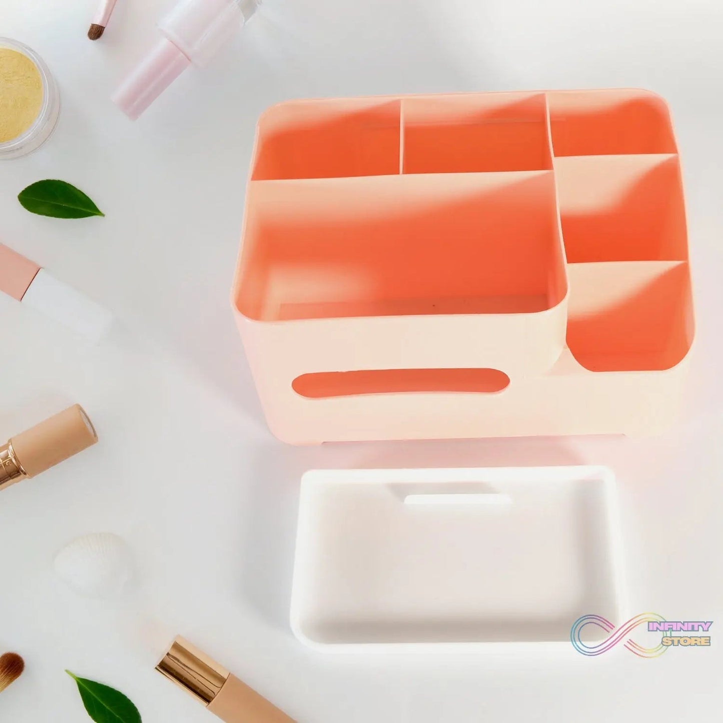 Tissue Paper Storage Holder, Stationery Storage Remote Control, Decorative Pen, Pencil, Napkin, Mobile Phone Multi - Function Desk Storage Organizer for Home and Office (6 Compartment) - infinityexculsivestore.com