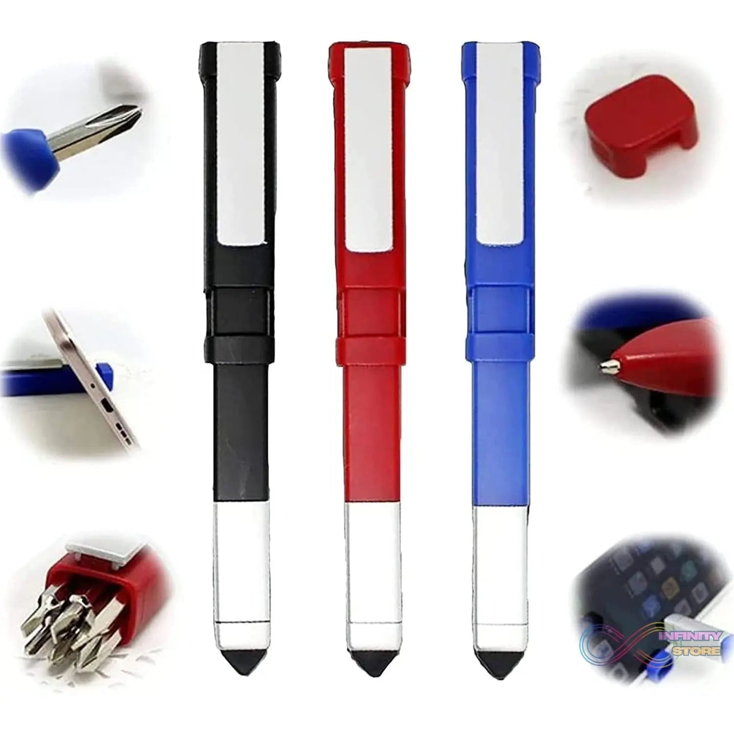 Pen - Shaped Phone Holder with Screwdriver Sets, Multi - Function Pen 4 in 1 Tech Tool Pen, Portable Phone Tools with Capacitive Stylus Ball Point Pen Mobile - infinityexculsivestore.com