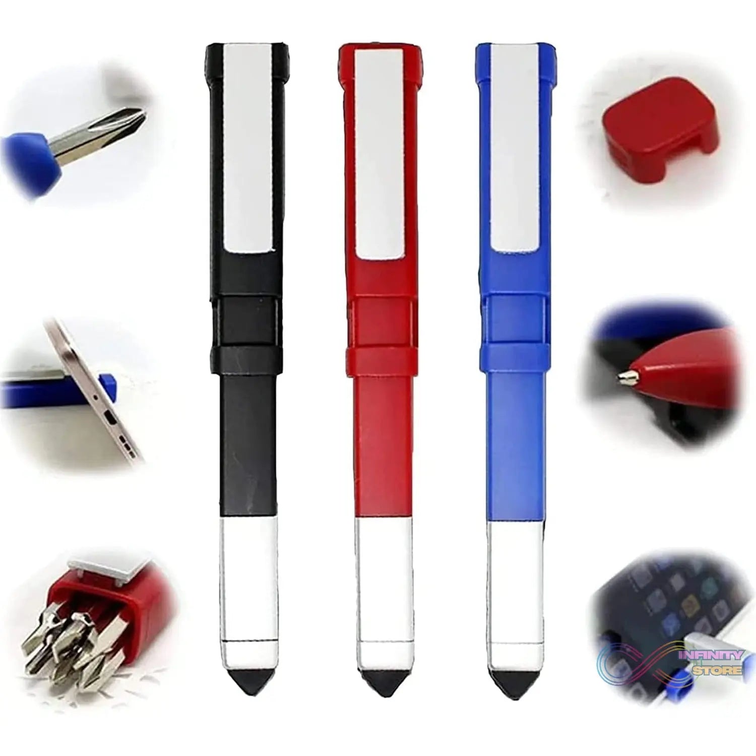 Pen - Shaped Phone Holder with Screwdriver Sets, Multi - Function Pen 4 in 1 Tech Tool Pen, Portable Phone Tools with Capacitive Stylus Ball Point Pen Mobile - infinityexculsivestore.com