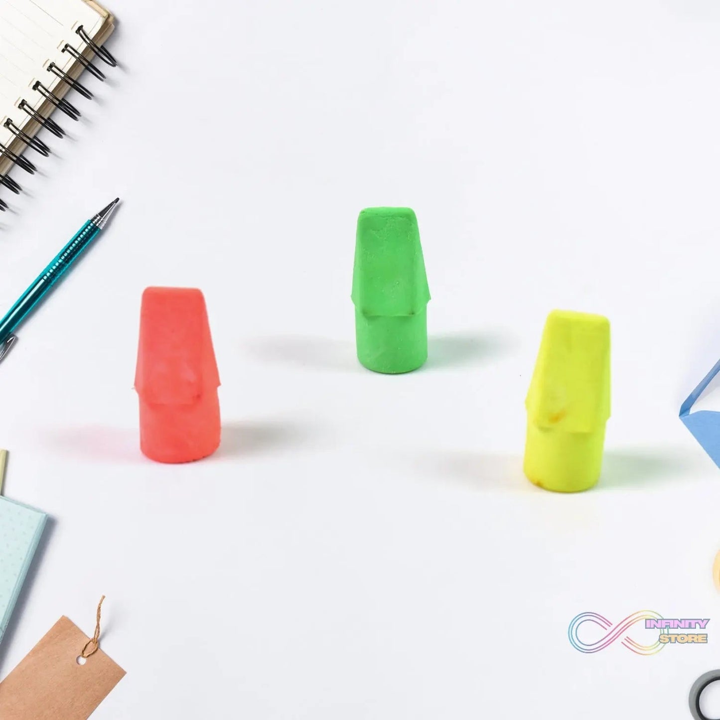 Pencil Top Eraser Rubber Erasers (1 Pc / Mix Colour & Design) - infinityexculsivestore.com