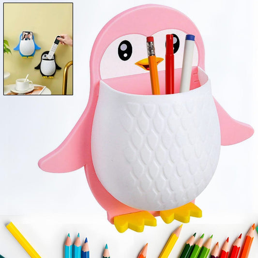 Penguin Storage Box, Adhesive Remote Case, Electric Toothbrushes Holder, Universal Controller Holder, Wall Nightstand, Office Plastic Wall Mount - infinityexculsivestore.com