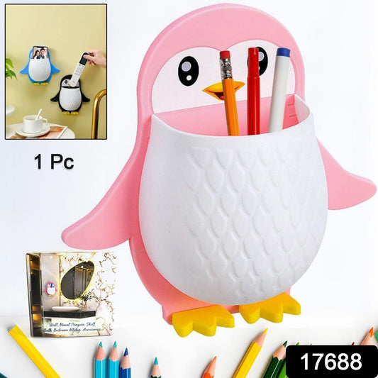Penguin Storage Box, Adhesive Remote Case, Electric Toothbrushes Holder, Universal Controller Holder, Wall Nightstand, Office Plastic Wall Mount - infinityexculsivestore.com