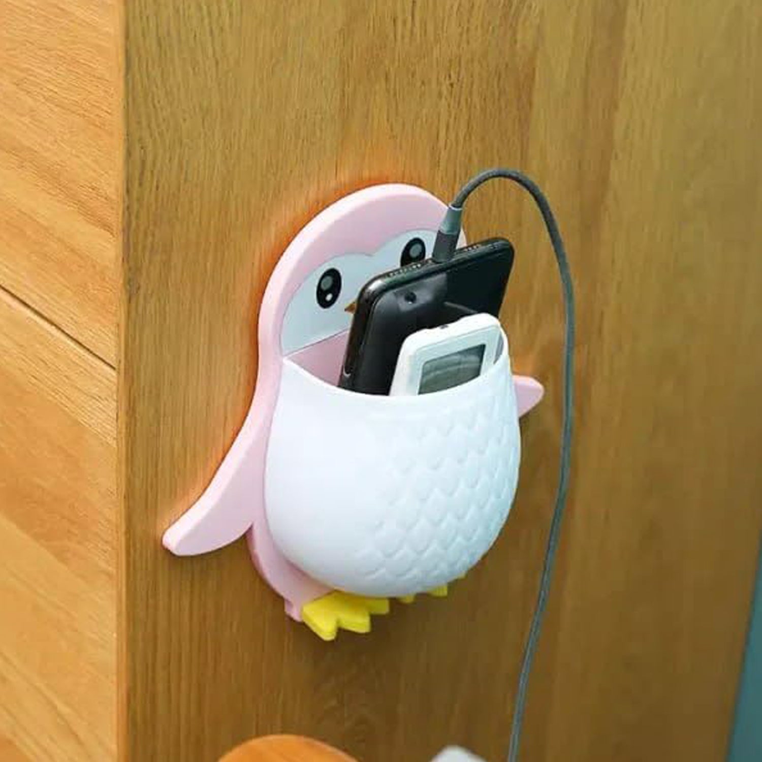Penguin Storage Box, Adhesive Remote Case, Electric Toothbrushes Holder, Universal Controller Holder, Wall Nightstand, Office Plastic Wall Mount - infinityexculsivestore.com