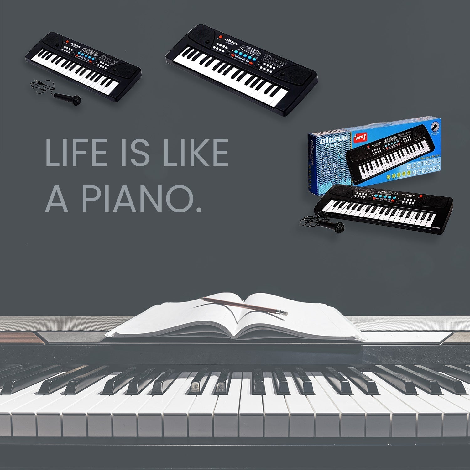 Piano Musical Keyboard With Mic 37 Music Key Keyboard For Kids Toy - infinityexculsivestore.com