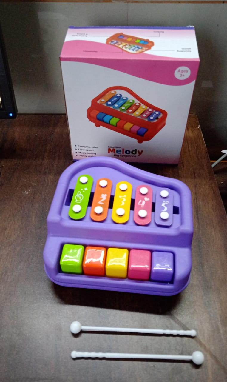 2 in 1 Baby Piano Xylophone Toy for Toddlers, 5 Multicolored Key Keyboard Xylophone Piano, Preschool Educational Musical Learning Instruments Toy for Baby Kids Girls Boys 3+ Years (1 Pc) - infinityexculsivestore.com