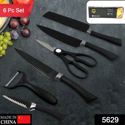 6 Pieces Professional Kitchen Knife Set, Meat Knife, Chef's Knife with Non-Slip Handle for Home, Kitchen and Restaurant with Chef Peeler and Scissor (Stainless Steel / 6 Pcs Set) - infinityexculsivestore.com