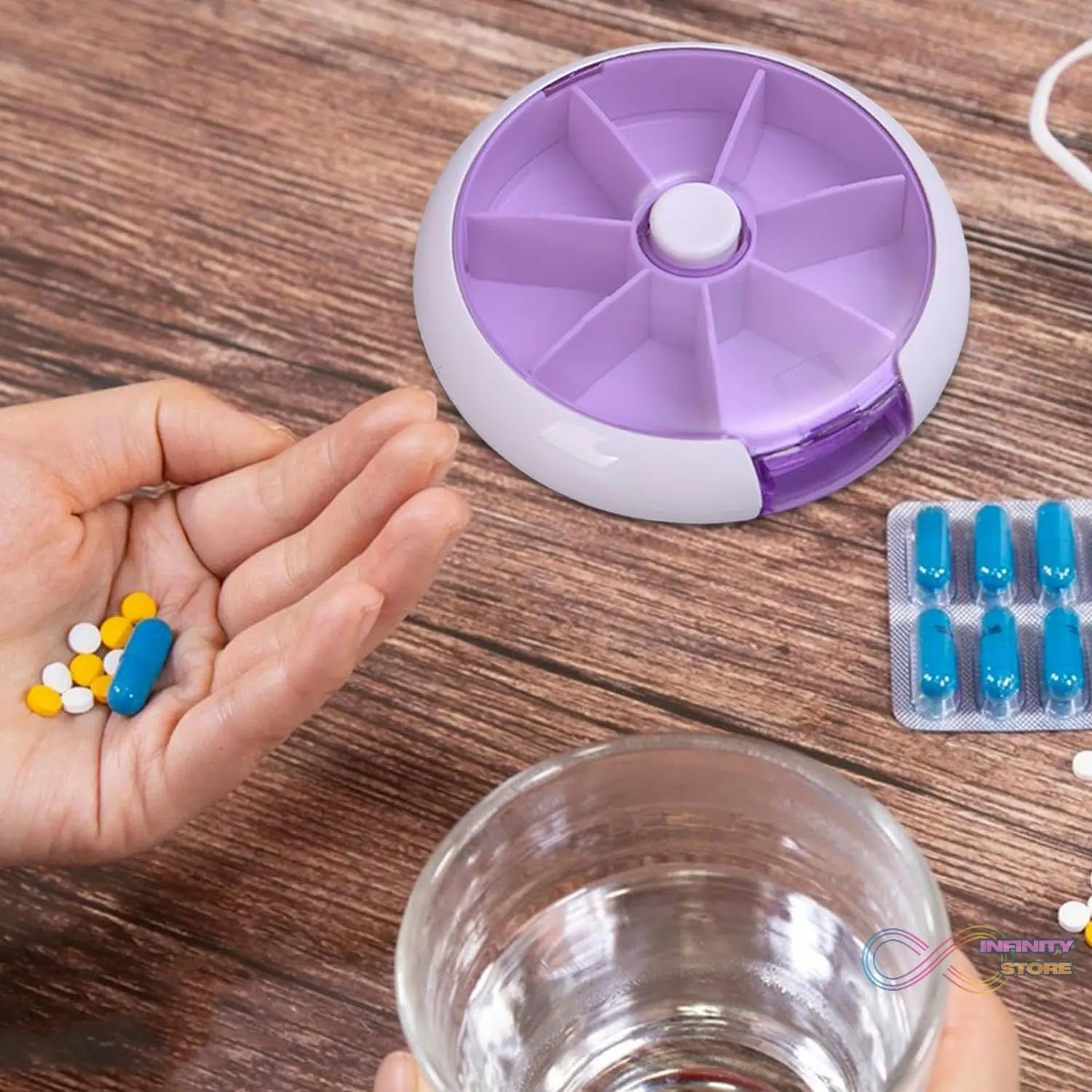 Pill Box Medicine Dispenser 7 - Day Week Weekly Whee Cute Portable fruit style 7 grid seal rotation Pill Organizer Medicine Box (1 Pc) - infinityexculsivestore.com