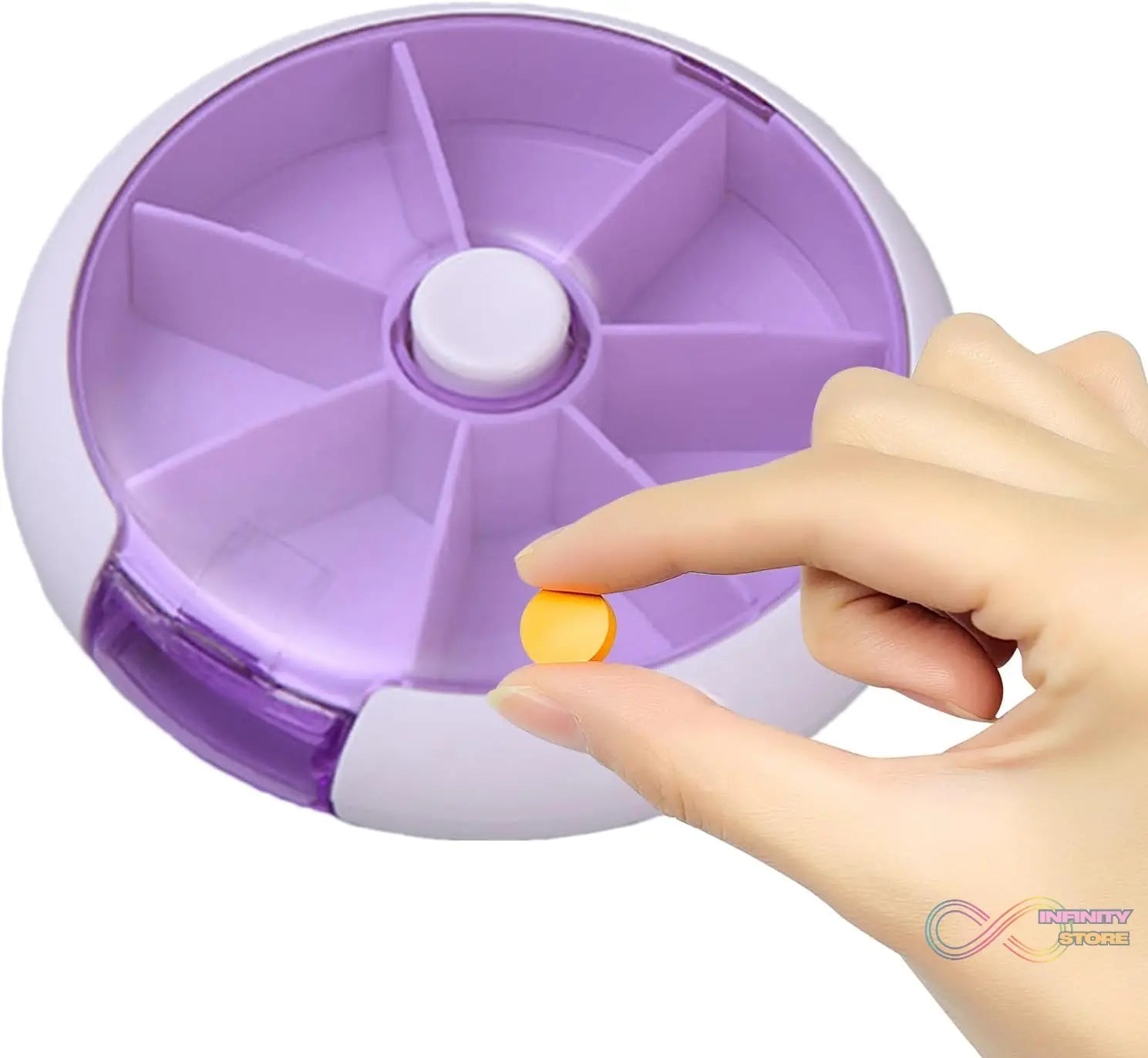 Pill Box Medicine Dispenser 7 - Day Week Weekly Whee Cute Portable fruit style 7 grid seal rotation Pill Organizer Medicine Box (1 Pc) - infinityexculsivestore.com